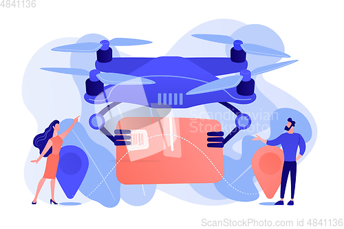 Image of Drone delivery concept vector illustration.