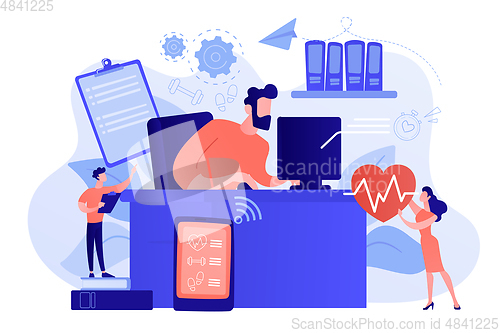 Image of Health-focused IOT desks concept vector illustration.