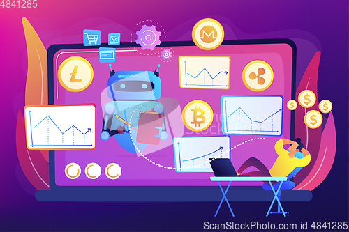 Image of Crypto trading bot concept vector illustration