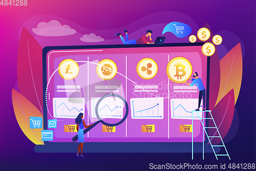 Image of Cryptocurrency trading desk concept vector illustration