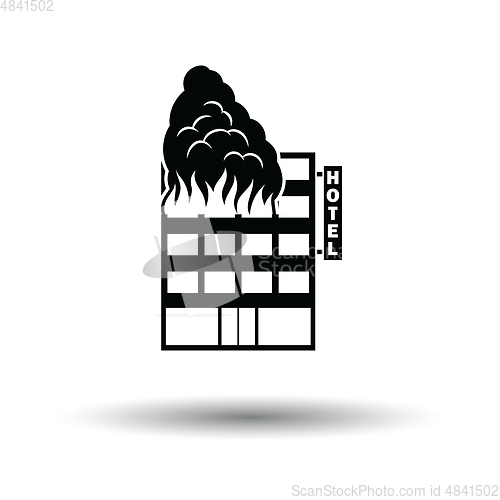 Image of Hotel building in fire icon