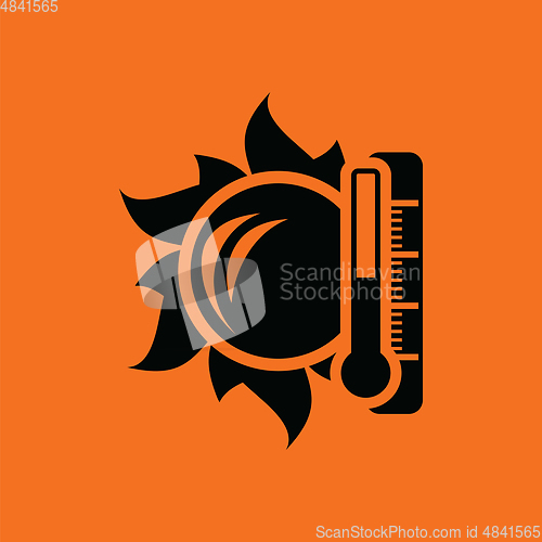 Image of Sun and thermometer with high temperature icon