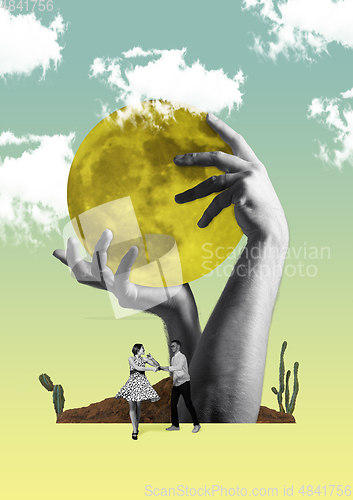 Image of Modern design, contemporary art collage. Inspiration, idea, trendy urban style.