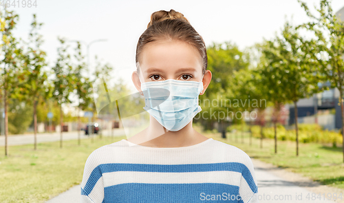 Image of teenage girl in medical mask over city street