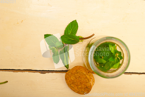 Image of fresh mint leaves on a glass jar