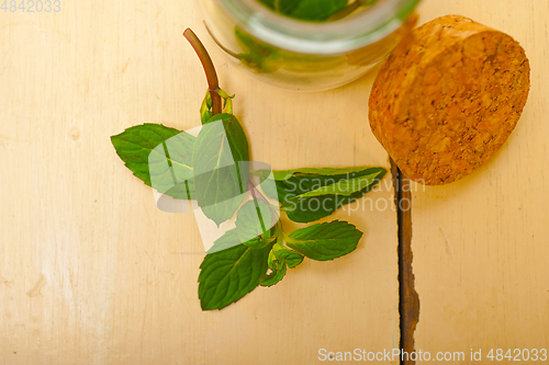 Image of fresh mint leaves on a glass jar