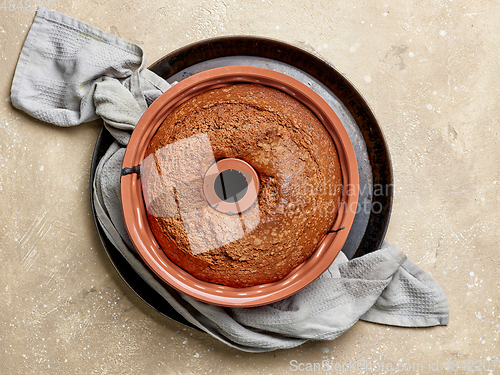 Image of freshly baked chocolate cake