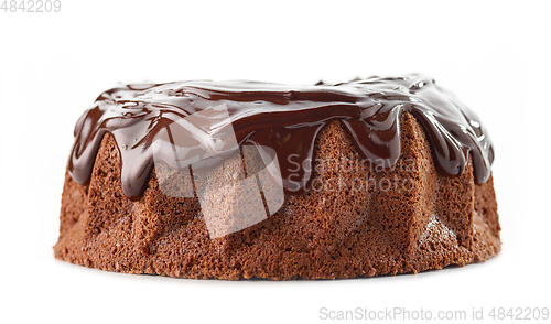 Image of chocolate cake on white background