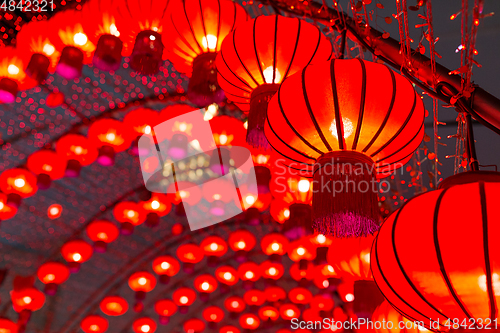 Image of Red chinese lantern at night