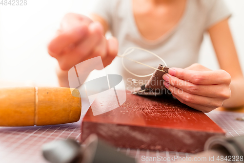 Image of Leather handbag craftsman