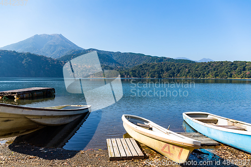 Image of Mount Kirishima and boat