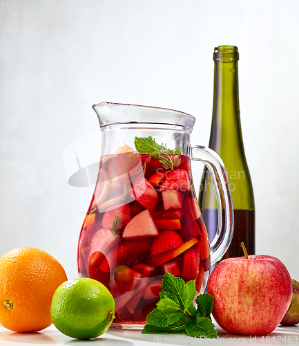 Image of sangria jug and ingredients