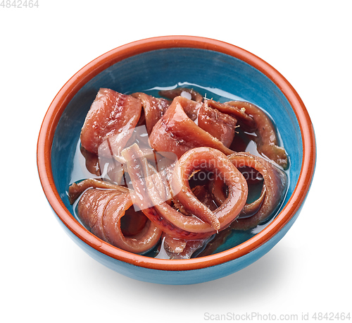 Image of bowl of canned anchovy fillets