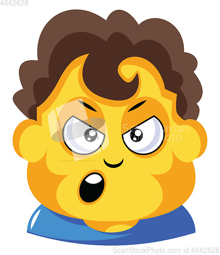 Image of Student with curly brown hair is cranky illustration vector on w