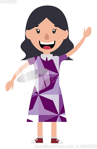 Image of Cartoon woman waving illustration vector on white background