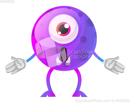 Image of Purple monster wondering what happened illustration vector on wh