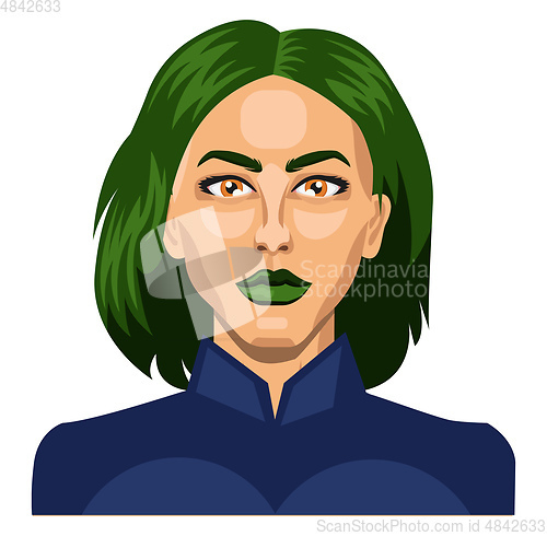 Image of Pretty girl with short green hair illustration vector on white b