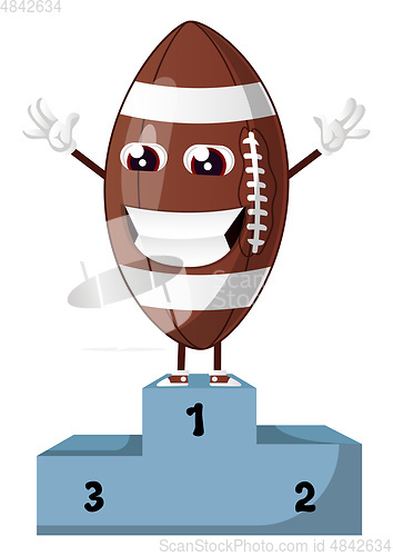 Image of Rugby ball is standing on a winning throne, illustration, vector