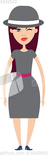 Image of Woman in grey skirt illustration vector on white background