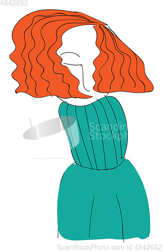 Image of Short red haired girl illustration vector on white background 