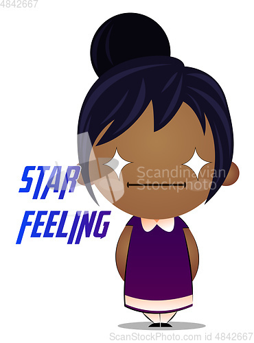 Image of Little girl is feeling like a star, illustration, vector on whit