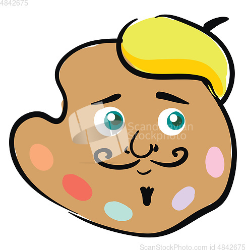 Image of Funny-looking palette emoji disguised as an artist vector or col