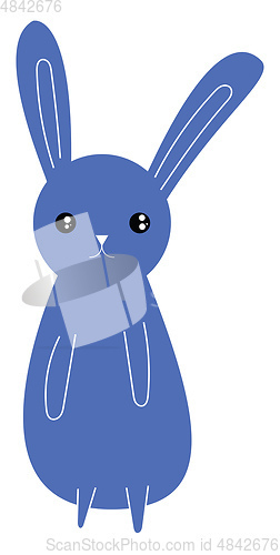 Image of Drawing of a blue-colored rabbit vector or color illustration