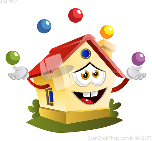 Image of House is juggling, illustration, vector on white background.