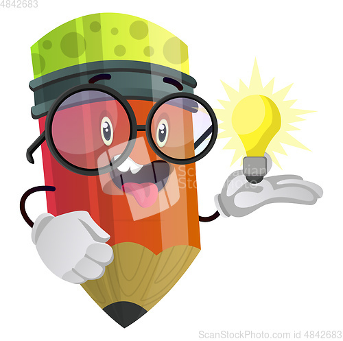 Image of Red pencils light bulb went on illustration vector on white back