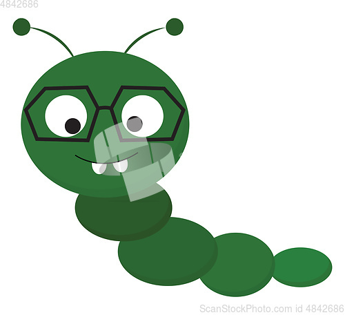 Image of Clipart of a cute little caterpillar with hexagonal glasses vect