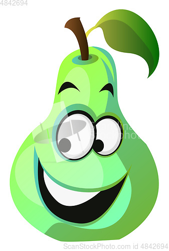 Image of Happy pear cartoon face illustration vector on white background
