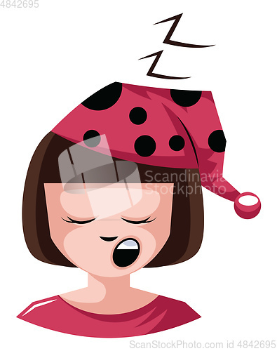 Image of Girl is very sleepy ready for bed illustration vector on white b