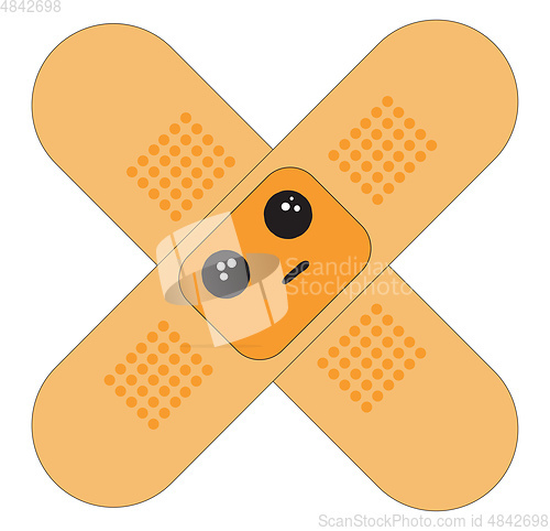 Image of A sad orange plaster vector or color illustration