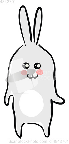 Image of A cute grey rabbit vector or color illustration