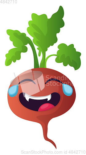 Image of Red turnip is crying with laughter illustration vector on white 