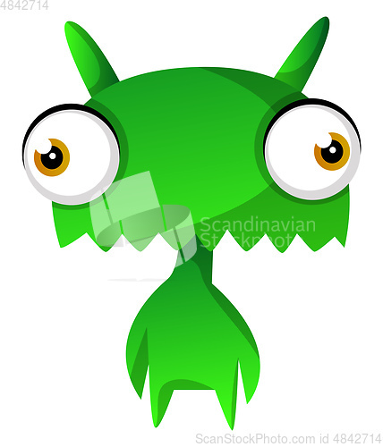 Image of Green cute monster illustration vector on white backgroundPrint