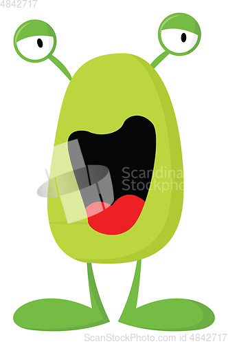 Image of Happy green monster vector or color illustration