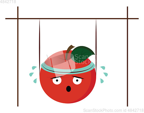 Image of A cute red apple doing work-out in the gym vector or color illus