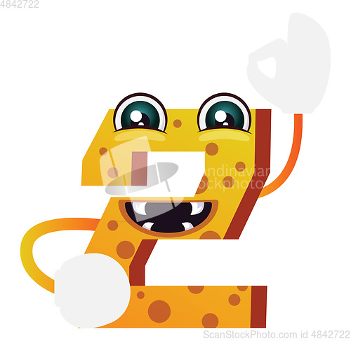 Image of Orange monster in number two shape illustration vector on white 