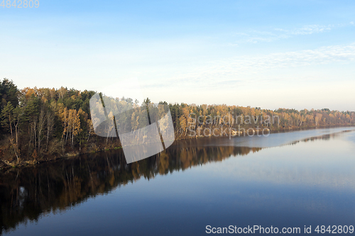 Image of river and forest in autumn