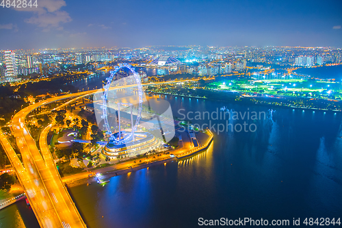 Image of illuminated Singapore metropolis at night