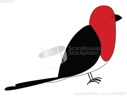 Image of Cartoon red bird set on isolated white background viewed from th