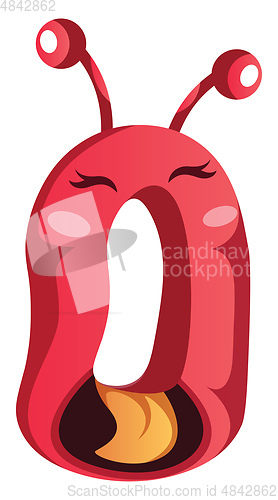 Image of Pink monster in shape of zero illustration vector on white backg