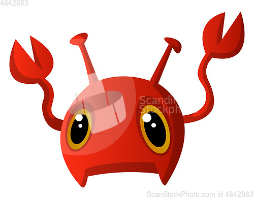 Image of Red cute monster with claws illustration vector on white backgro