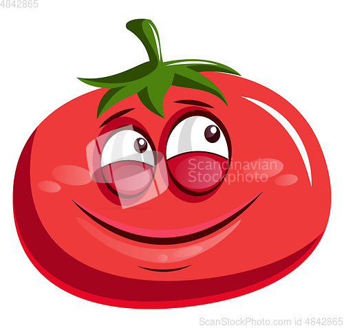 Image of Cute tomato smiling illustration vector on white background