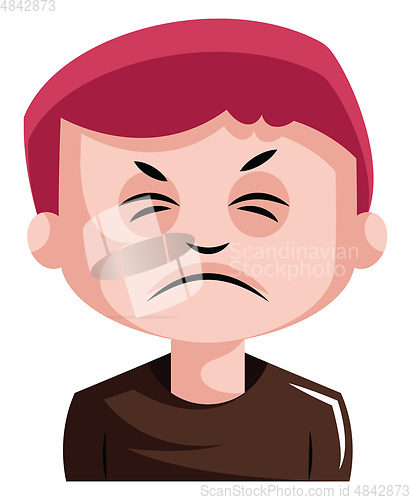 Image of Man with red hair is very irritated illustration vector on white
