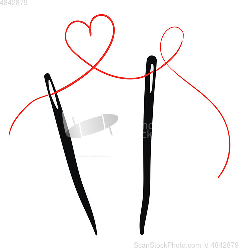 Image of Love needle and thread illustration vector on white background 