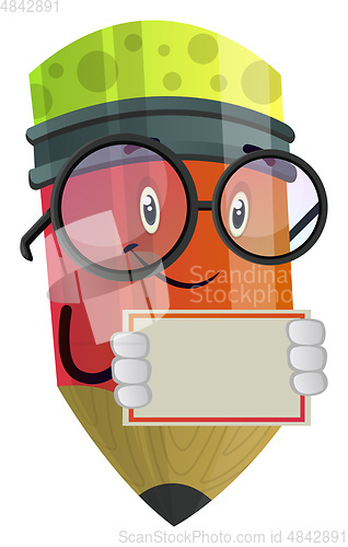 Image of Cute pencil holding white board illustration vector on white bac