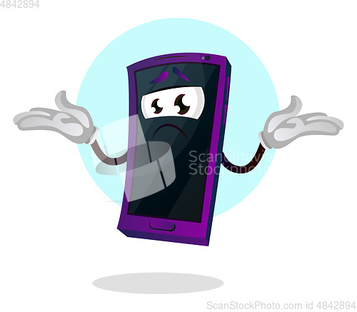 Image of Mobile emoji with no solution illustration vector on white backg