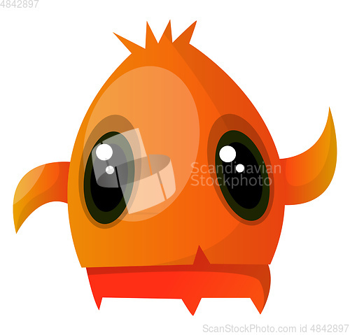 Image of Orange monster with big eyes waving illustration vector on white